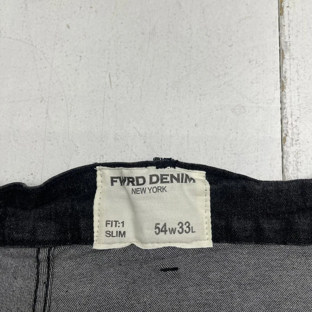 FWRD Denim Fit 1 Jeans Mens 54x33 Black Charcoal Slim Straight Floral Pants - Picture 3 of 10